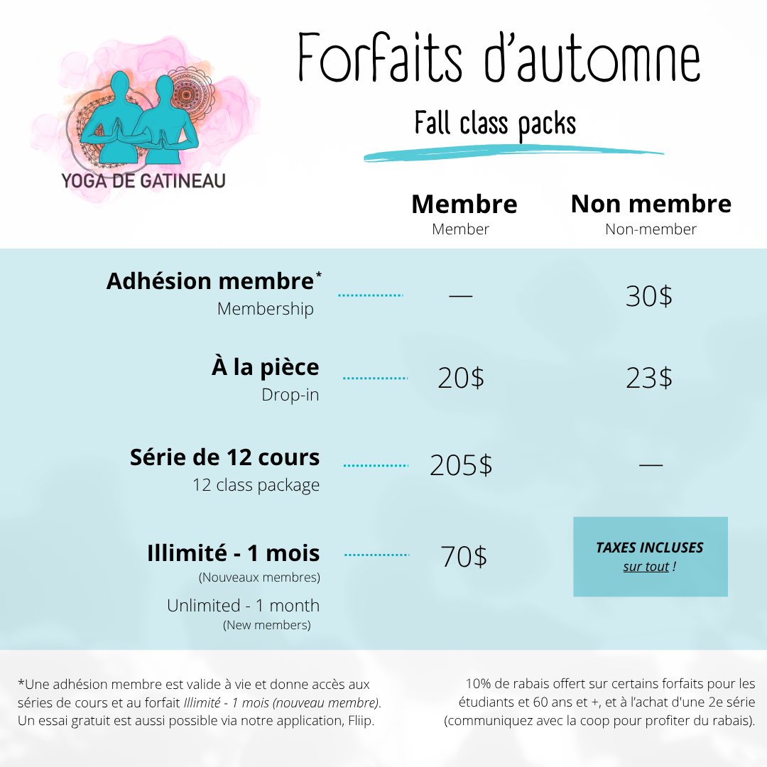 Forfaits automne 2025