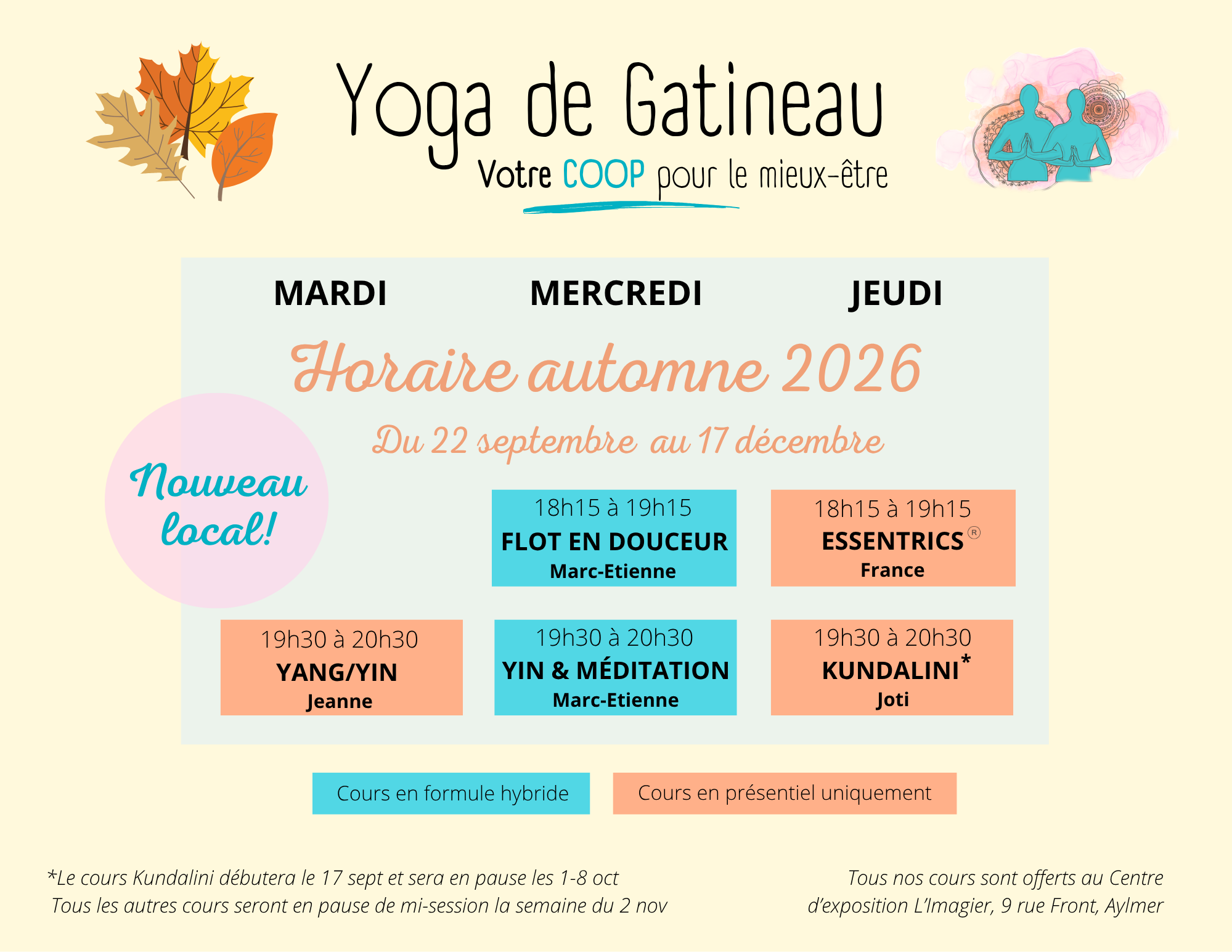 Horaire automne